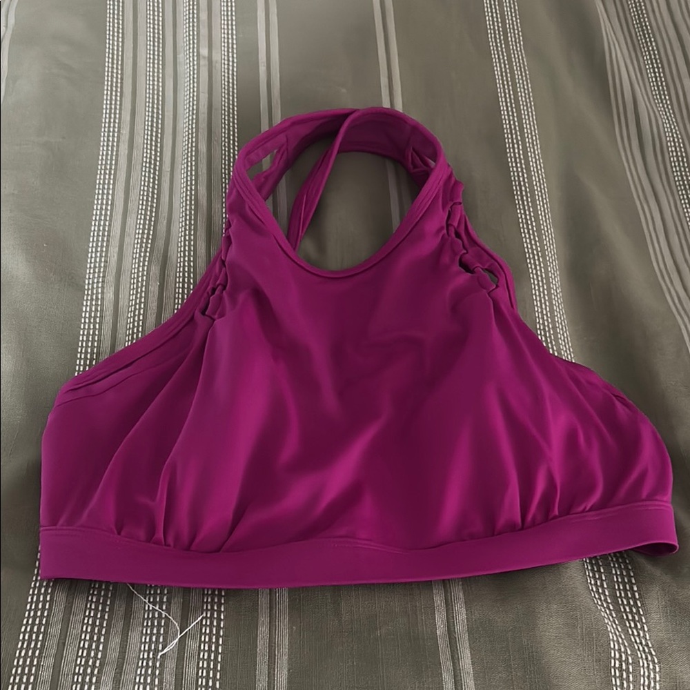 Athleta Purple Bikini Top High Neck Halter